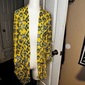 Cato Vibrant Yellow and Blue Kimono plus size 18/20 lightweight drawstring waist